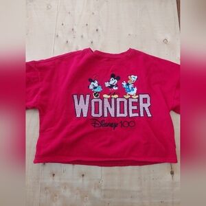 Cropped Disney SWEATSHIRT "Wonder" 100 Years Mickey Junior Sz 15-17.   (A)